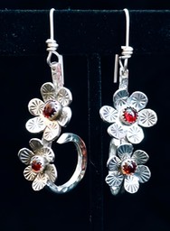 Garnet Flower Hoop earrings